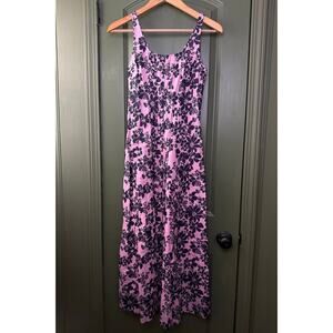 NWT Ro's Garden Camille Cotton Floral A-Line Midi Dress Pink Catania Purple XS